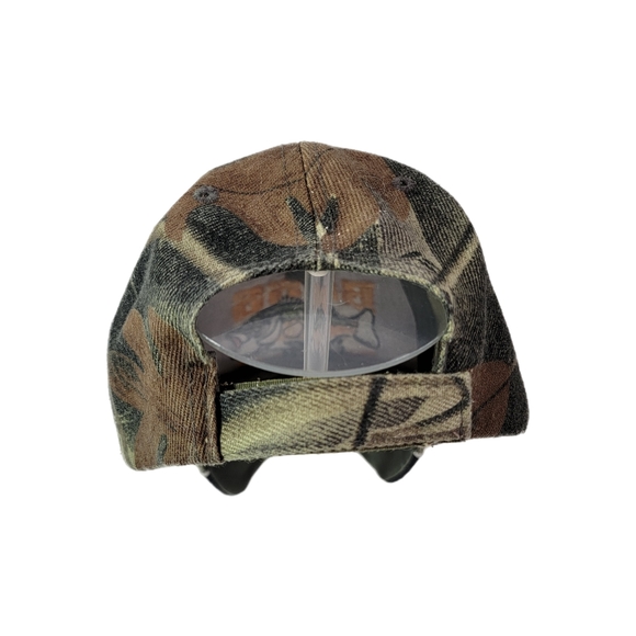Bass Boss Camouflage Flames Embroidered Bass Fish One Size Fits All Baseball Cap - Picture 5 of 7